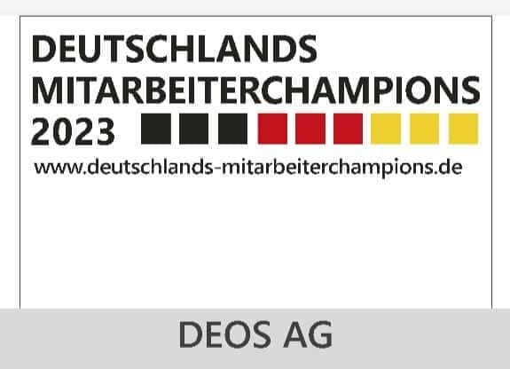 DEOS AG Auszeichnung als Deutschlands Mitarbeiterchampions 2023 Logo